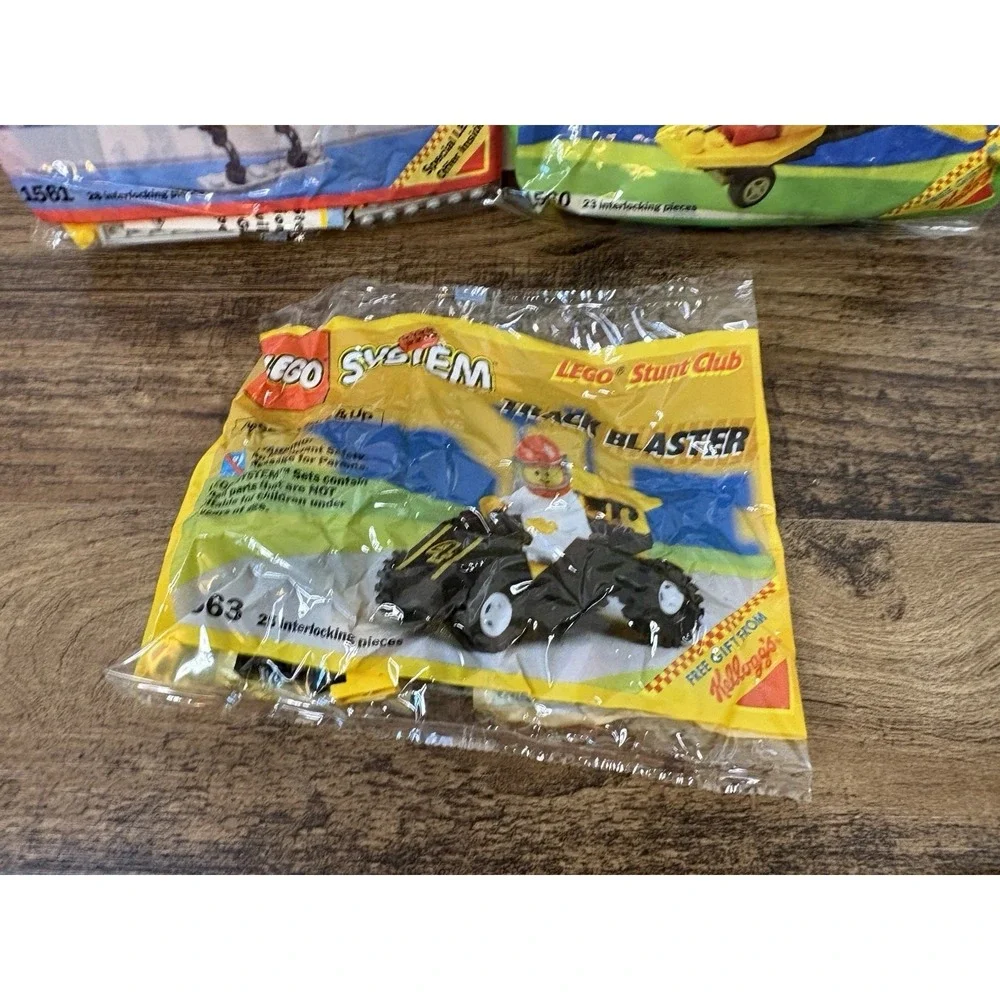 Lot Of 3 Kellogg's Lego Stunt Club Sealed Packs Track Blaster Chopper Glider